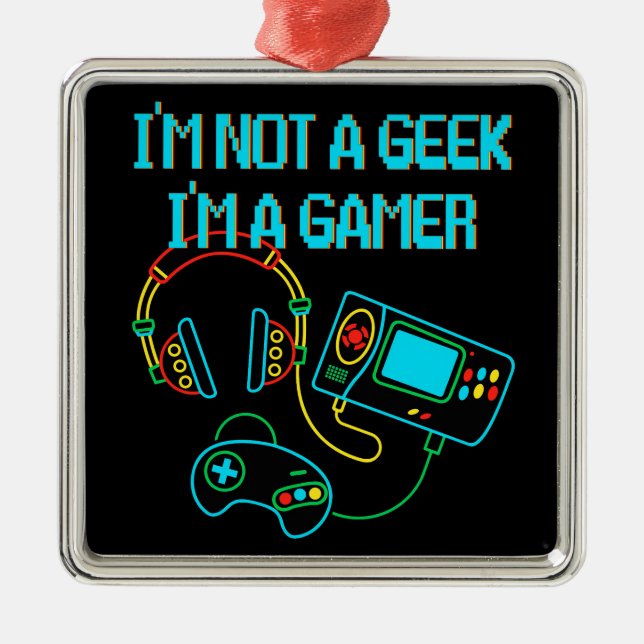 Gamer Retro Neon Ornament Aus Metall (Vorne)