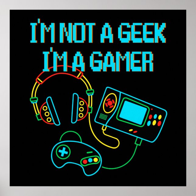 Gamer Retro Neon Poster (Vorne)