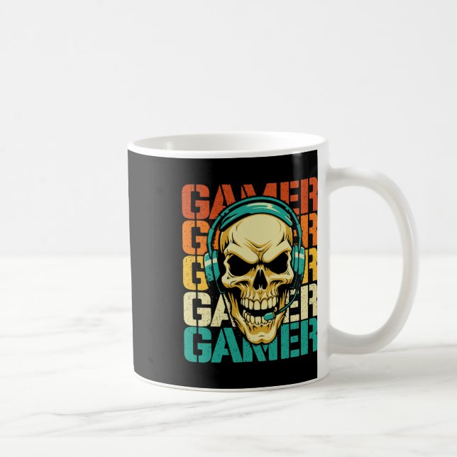 Gamer - Retro Skull Gaming Lover Console Game Vide Kaffeetasse (Rechts)