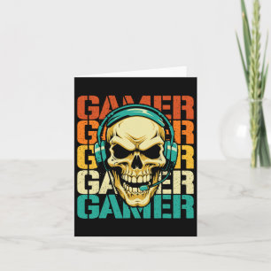 Gamer - Retro Skull Gaming Lover Console Game Vide Karte