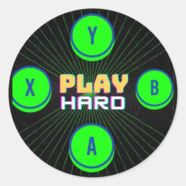 Gamer Runder Aufkleber (Vorderseite)