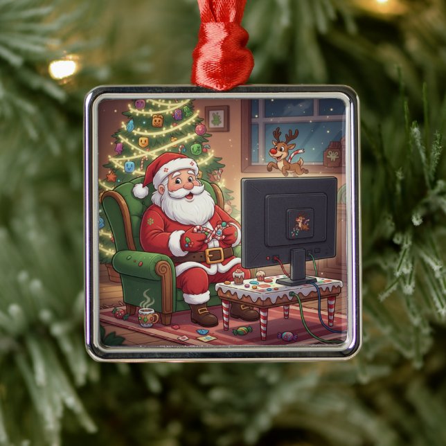 Gamer Santa Ornament Aus Metall (Baum)