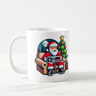 Gamer Santa Pixel Art Retro Weihnachten Kaffeetasse