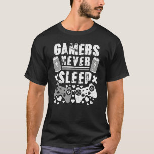 Gamer schlafen nie Vintage Herzvideospiele Junge m T-Shirt