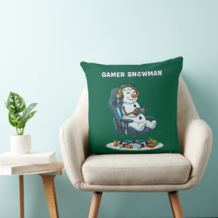 Gamer Schneemann Weihnachtsbeleuchtung Kopfhörer C Kissen