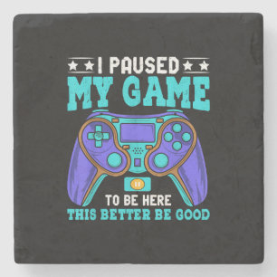 Gamer-Shirt Jungen Männer Kinder Teenager Pausiert Steinuntersetzer