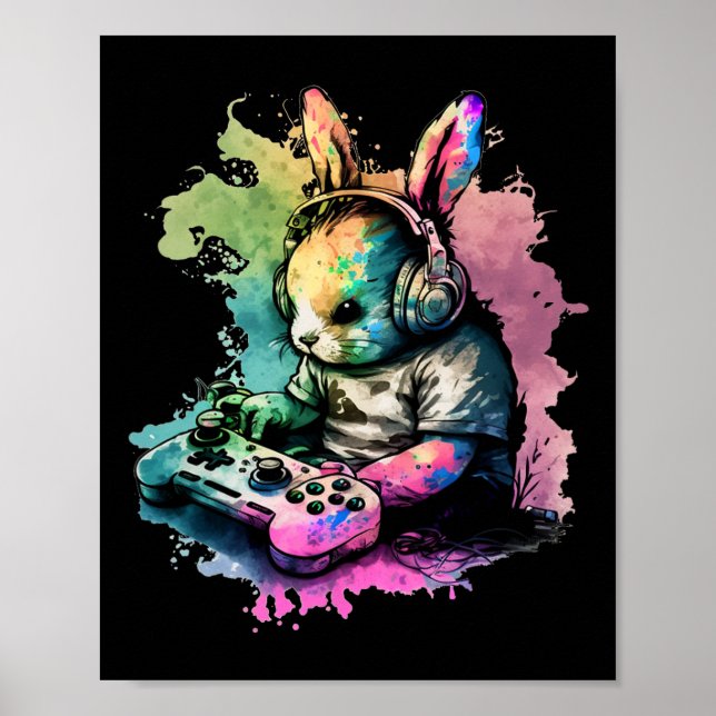 Gamer-Shirt-Videospielcontroller am Ostertag Poster (Vorne)