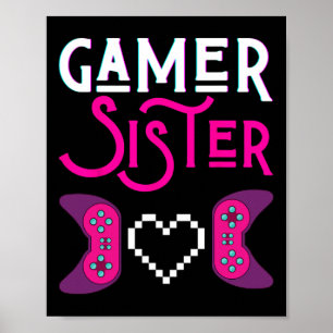 Gamer Sister Plays Videospiel Funny Sisters Gaming Poster
