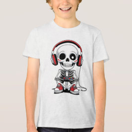 Gamer Skeleton - Funny Halloween Gaming Tri-Blend Shirt
