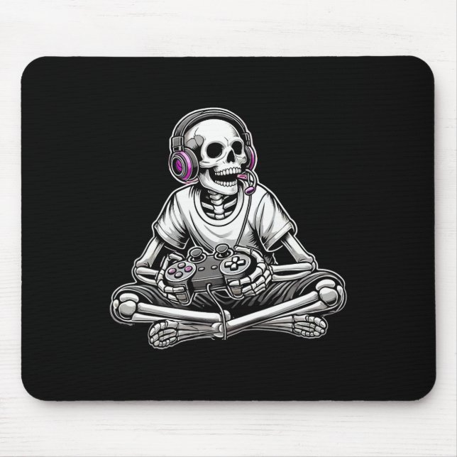 Gamer Skeleton Halloween Mousepad (Vorne)