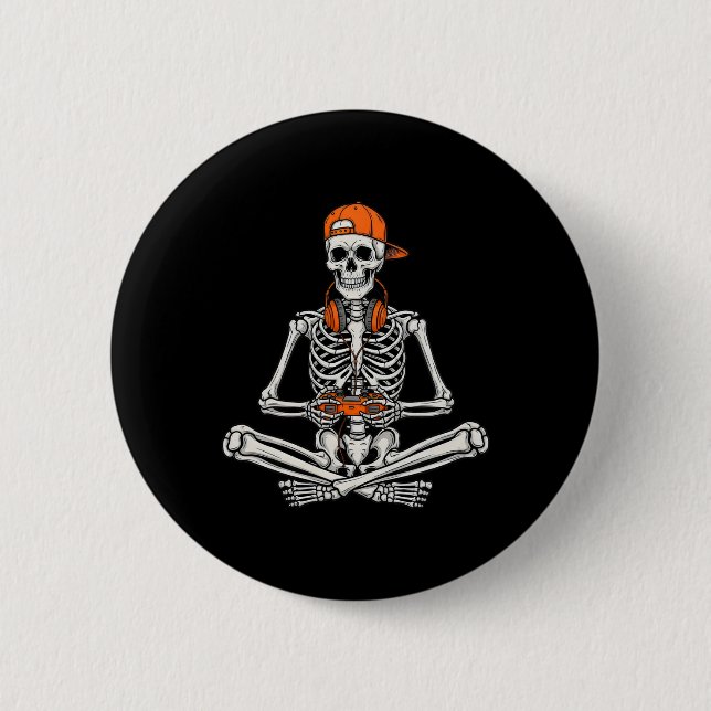 Gamer-Skelett Halloween-Videospiel-Controller-Jung Button (Vorderseite)