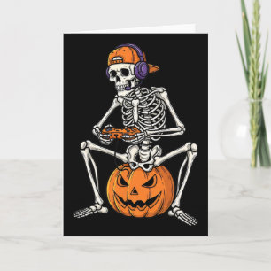 Gamer-Skelett Halloween-Videospiel-Controller-Jung Karte
