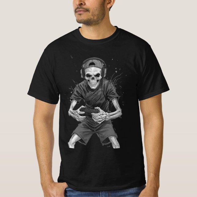 Gamer-Skelett  T-Shirt (Vorderseite)