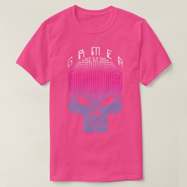 Gamer Skull Computer Circuit Funny Video Gaming Ha T-Shirt (Design vorne)