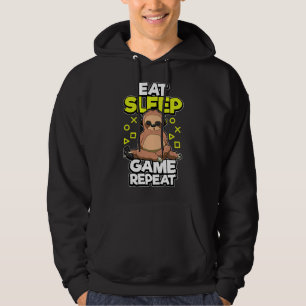 Gamer Sloth Animal Eat Sleep Game Hoodie