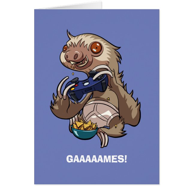 Gamer Sloth Eating Nachos in Underpants Cartoon (Vorne)