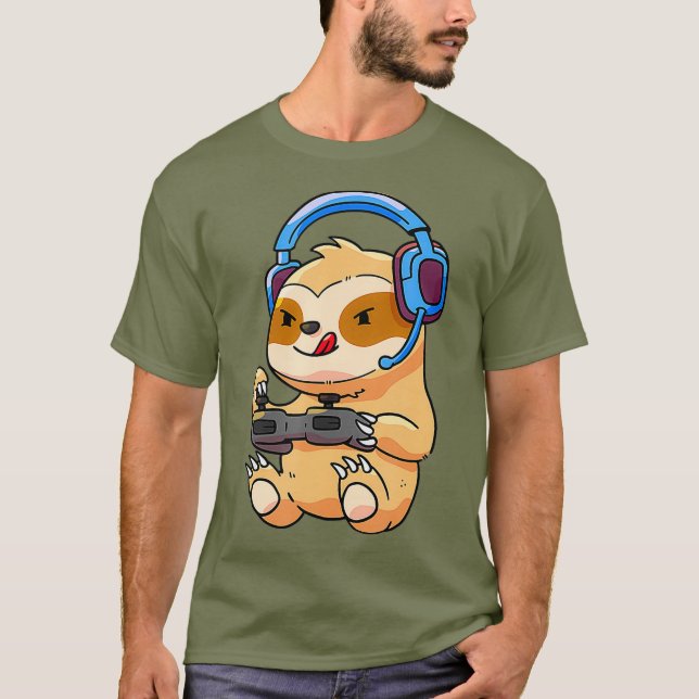 Gamer Sloth Gaming Sloths Video Game-Geschenk T-Shirt (Vorderseite)