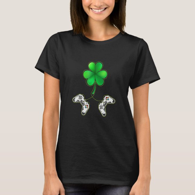 Gamer St Patrick S Day Video Game Controller Shamr T-Shirt (Vorderseite)