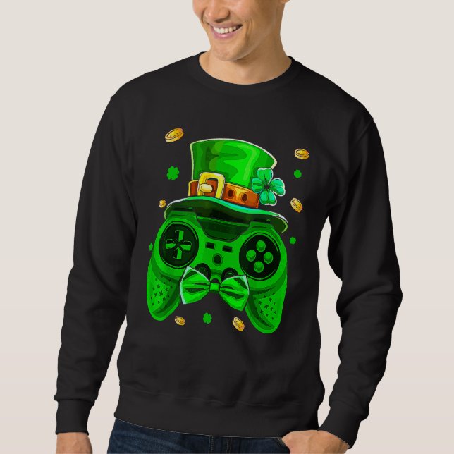 Gamer St Patricks Day Irish Controller Video Game Sweatshirt (Vorderseite)