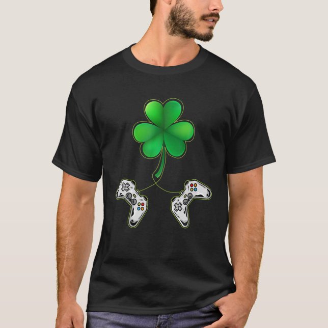 Gamer St Patrick's Day Video Game Controller Shamr T-Shirt (Vorderseite)
