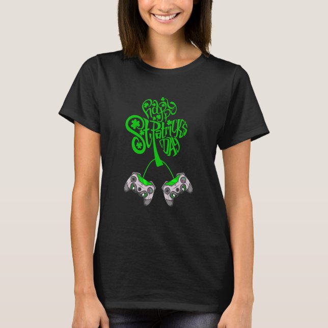Gamer St Patricks Day Video Game Controller Shamro T-Shirt (Vorderseite)