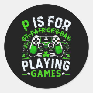 Gamer St Patricks Day Video Game Irish Gaming Runder Aufkleber