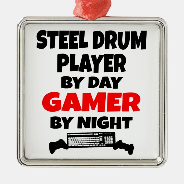 Gamer Steel Drum Player Ornament Aus Metall (Vorne)