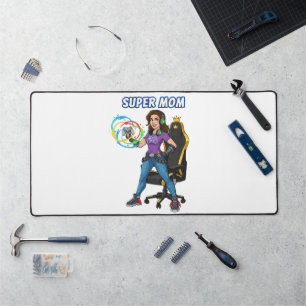 Gamer Super-Mama Gaming-Controller Cartoon Schreibtischunterlage
