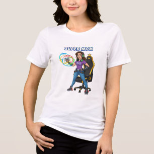 Gamer Super-Mama Gaming-Controller Cartoon Tri-Blend Shirt