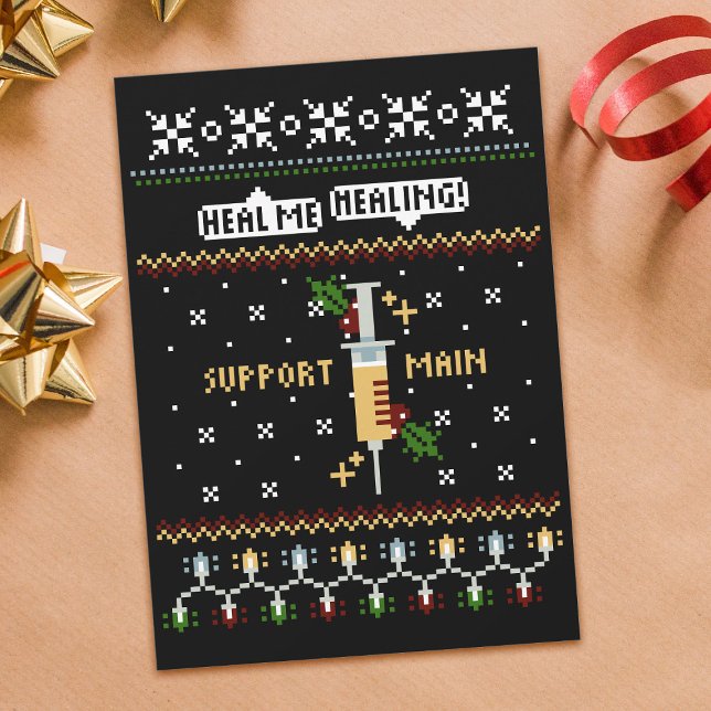 Gamer Support Main Pixel Art Spritze Weihnachten (Support Main gamer Christmas postcard)