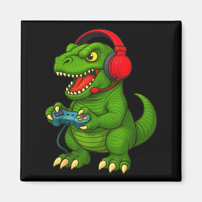 Gamer T Rex Dinosaur Video Games Boys Teen Funny G Magnet (Vorne)