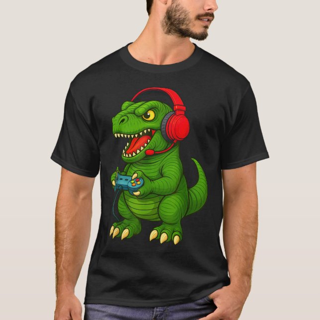Gamer T Rex Dinosaur Video Games Boys Teen Funny G T-Shirt (Vorderseite)
