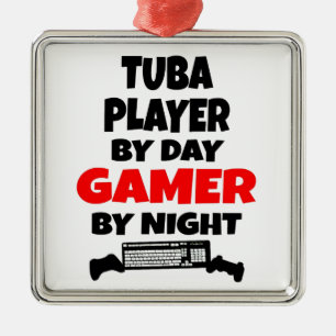 Gamer Tuba Player Silbernes Ornament