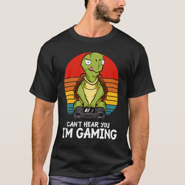 Gamer Turtle Playing Video Games T-Shirt (Vorderseite)