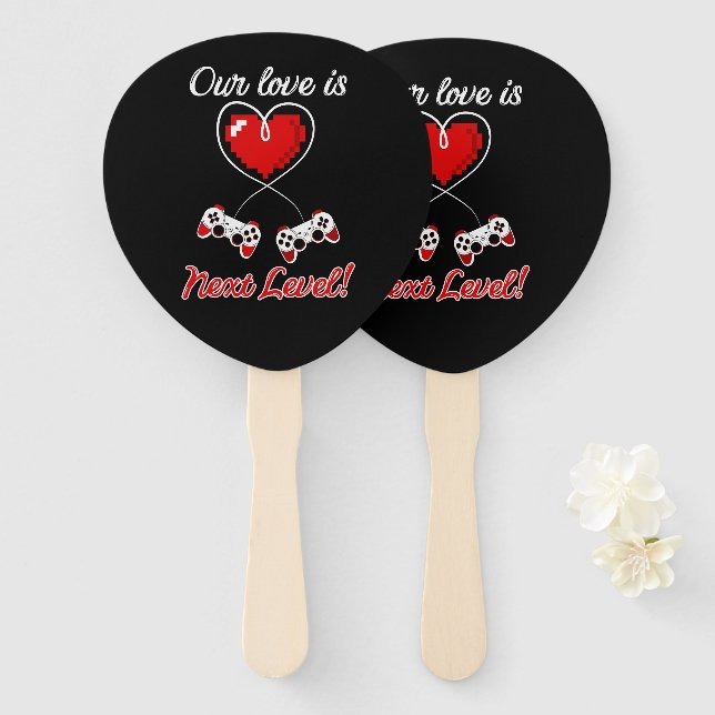 Gamer Valentine Hand Fans Fächer (Vorne und Hinten)