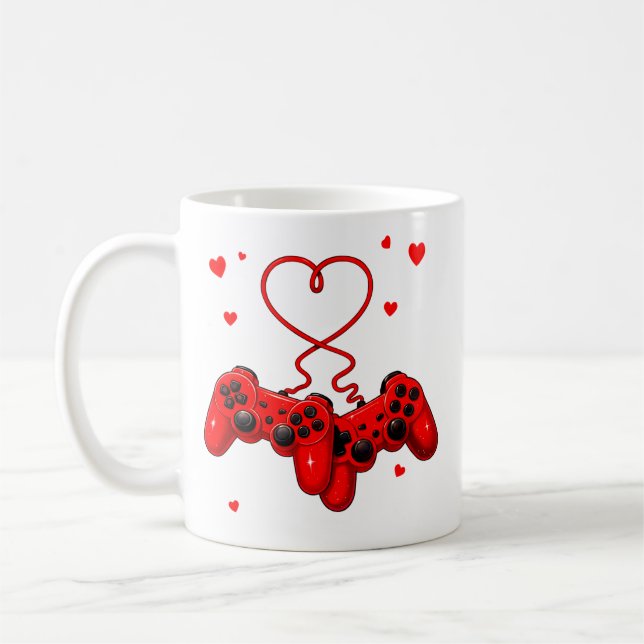 Gamer Valentinstag Liebe Videospiele Süß Gaming He Kaffeetasse (Links)