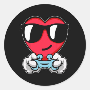 Gamer Valentinstag Niedlich-Videospiel-Controller Runder Aufkleber