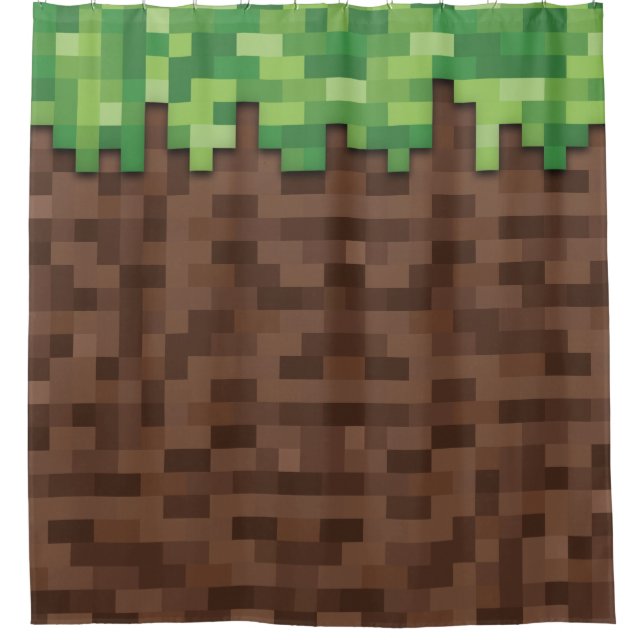 Gamer Video Game Construction Mining Gebäude Duschvorhang (Vorderseite)
