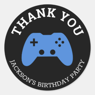Gamer Video Game Party Vielen Dank Personalisiert Runder Aufkleber
