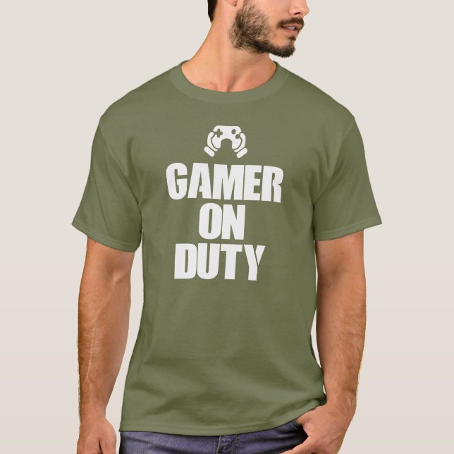 Gamer-Videospiel im Dienst T-Shirt (Vorderseite)