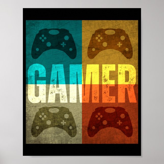 GAMER VINTAG VIDEO GAME CONTROLLER POSTER (Vorne)