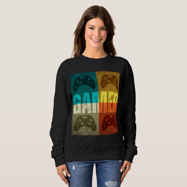 GAMER VINTAG VIDEO GAME CONTROLLER SWEATSHIRT (Vorne ganz)