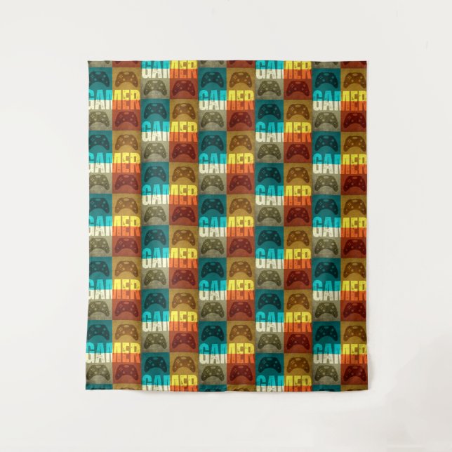 GAMER VINTAG VIDEO GAME CONTROLLER WANDTEPPICH (Vorderseite)