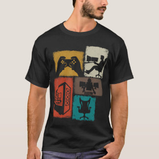 Gamer Vintage Collage Gaming Männer Videospiel Lie T-Shirt