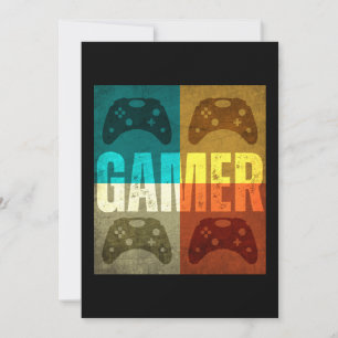 GAMER VINTAGE VIDEOSPIELCONTROLLER EINLADUNG