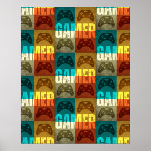 GAMER VINTAGE VIDEOSPIELKONTROLLER   POSTER