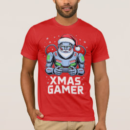 Gamer-Weihnachtsgeschenke Cyber-Santa-Roboter-Weih T-Shirt