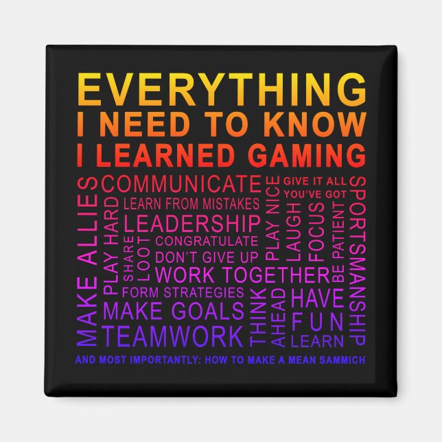 Gamer Word Cloud Weitsicht Magnet (Vorne)
