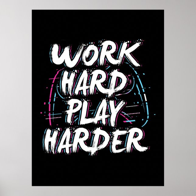 Gamer Word Hard Play Harder Poster (Vorne)