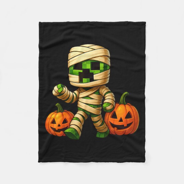 Gamer Xel Pumpkin Mummy Men Kids Boy Halloween Fun Fleecedecke (Vorderseite)